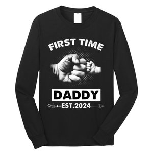 Happy Fathers Day First Time Daddy New Dad Est 2024 Long Sleeve Shirt