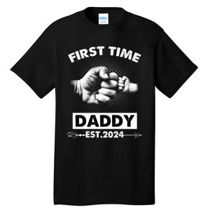 Happy Fathers Day First Time Daddy New Dad Est 2024 Tall T-Shirt