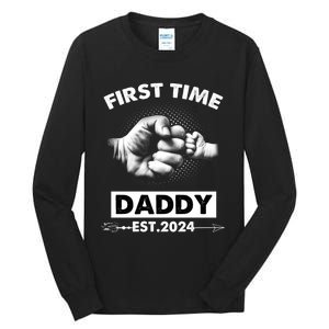 Happy Fathers Day First Time Daddy New Dad Est 2024 Tall Long Sleeve T-Shirt