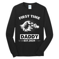 Happy Fathers Day First Time Daddy New Dad Est 2024 Tall Long Sleeve T-Shirt