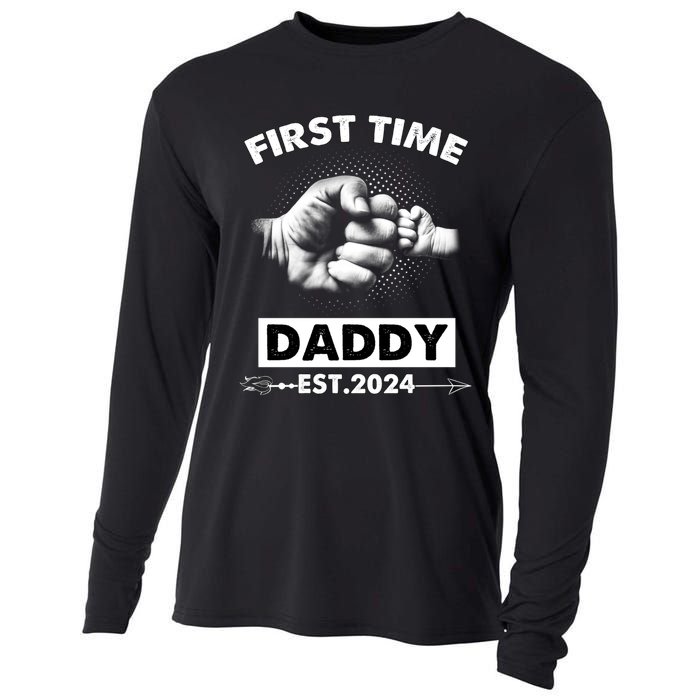 Happy Fathers Day First Time Daddy New Dad Est 2024 Cooling Performance Long Sleeve Crew