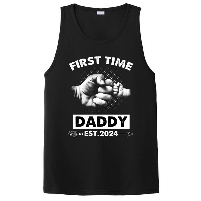 Happy Fathers Day First Time Daddy New Dad Est 2024 PosiCharge Competitor Tank