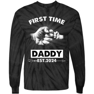 Happy Fathers Day First Time Daddy New Dad Est 2024 Tie-Dye Long Sleeve Shirt