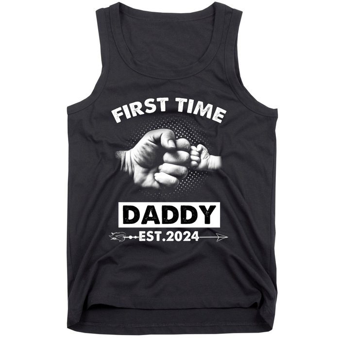 Happy Fathers Day First Time Daddy New Dad Est 2024 Tank Top