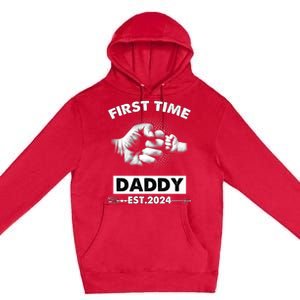 Happy Fathers Day First Time Daddy New Dad Est 2024 Premium Pullover Hoodie