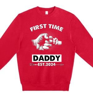 Happy Fathers Day First Time Daddy New Dad Est 2024 Premium Crewneck Sweatshirt