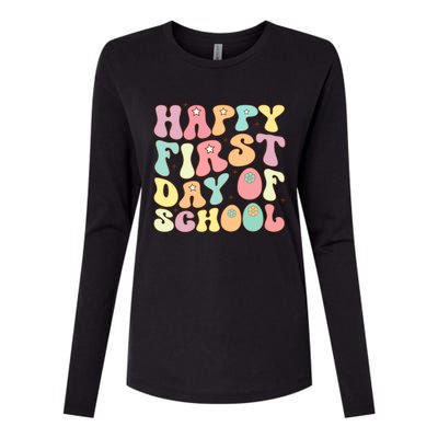 Happy First Day Of School Teacher Back To School Student Cool Gift Womens Cotton Relaxed Long Sleeve T-Shirt