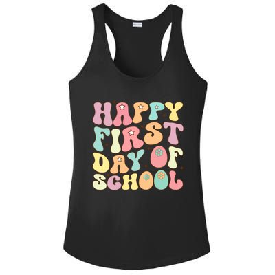 Happy First Day Of School Teacher Back To School Student Cool Gift Ladies PosiCharge Competitor Racerback Tank