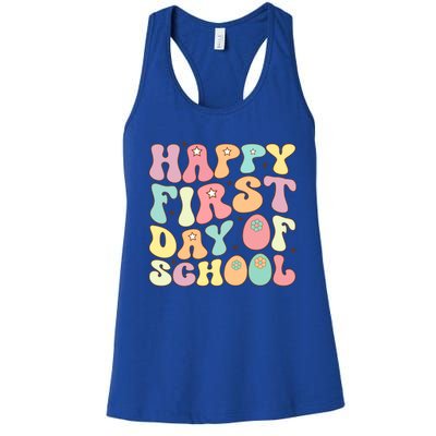 Happy First Day Of School Teacher Back To School Student Cool Gift Women's Racerback Tank