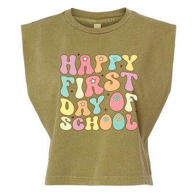 Happy First Day Of School Teacher Back To School Student Cool Gift Garment-Dyed Women's Muscle Tee