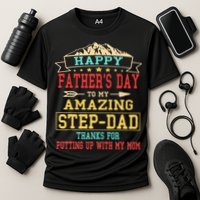 Happy Father's Day Step-Dad for Dad Daddy Step-father Cooling Performance Crew T-Shirt