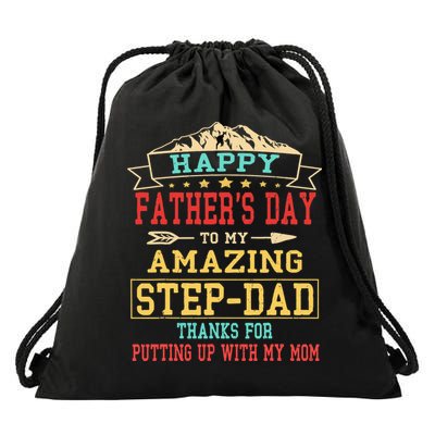 Happy Father's Day Step-Dad for Dad Daddy Step-father Drawstring Bag