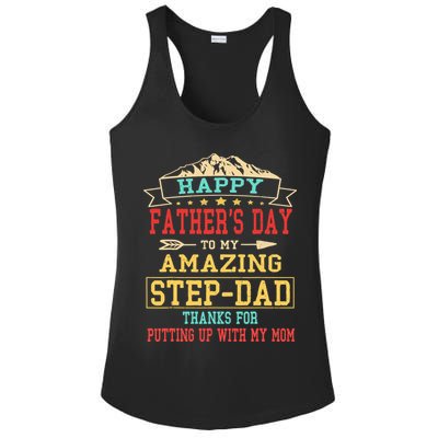 Happy Father's Day Step-Dad for Dad Daddy Step-father Ladies PosiCharge Competitor Racerback Tank