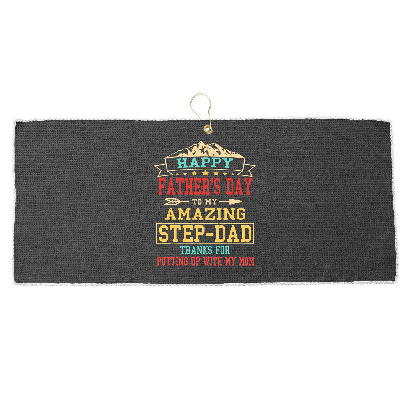 Happy Father's Day Step-Dad for Dad Daddy Step-father Large Microfiber Waffle Golf Towel
