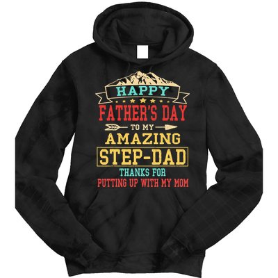 Happy Father's Day Step-Dad for Dad Daddy Step-father Tie Dye Hoodie