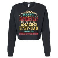 Happy Father's Day Step-Dad for Dad Daddy Step-father Cropped Pullover Crew