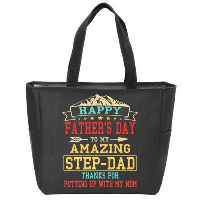 Happy Father's Day Step-Dad for Dad Daddy Step-father Zip Tote Bag