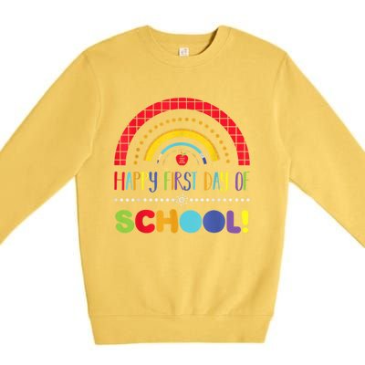 Happy First Day Of School Welcome Back To School Boy Girl Premium Crewneck Sweatshirt