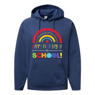 Happy First Day Of School Welcome Back To School Boy Girl Performance Fleece Hoodie