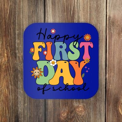 Happy First Day Of School Teacher Back To School Groovy Great Gift Coaster