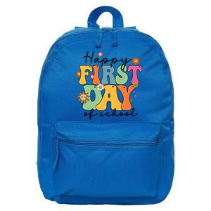 Happy First Day Of School Teacher Back To School Groovy Great Gift 16 in Basic Backpack