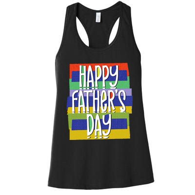 Happy FatherS Day Daddy For Dad Son Daughter Women's Racerback Tank