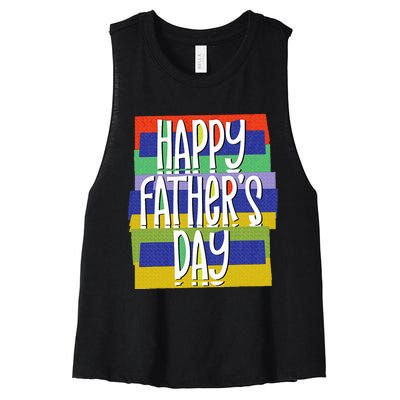 Happy FatherS Day Daddy For Dad Son Daughter Women's Racerback Cropped Tank