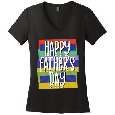 Happy FatherS Day Daddy For Dad Son Daughter Women's V-Neck T-Shirt