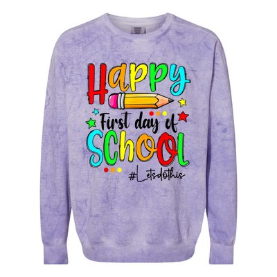 Happy First Day Of School Teacher Back To School Boy Girl Colorblast Crewneck Sweatshirt