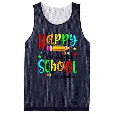 Happy First Day Of School Teacher Back To School Boy Girl Mesh Reversible Basketball Jersey Tank