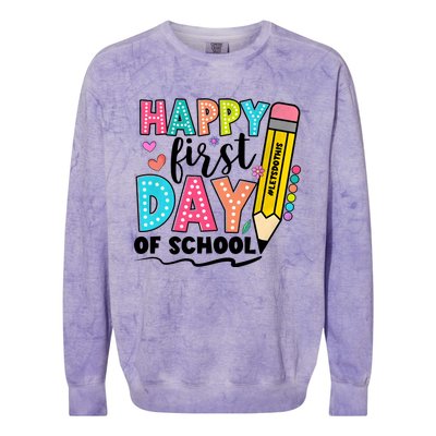 Happy First Day Of School Teacher Pencil Colorblast Crewneck Sweatshirt