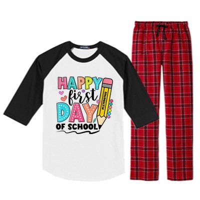 Happy First Day Of School Teacher Pencil Raglan Sleeve Pajama Set