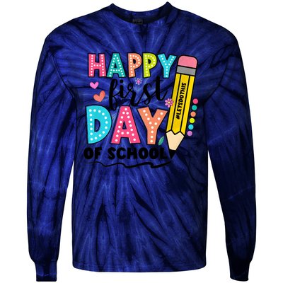 Happy First Day Of School Teacher Pencil Tie-Dye Long Sleeve Shirt