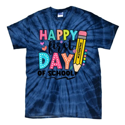 Happy First Day Of School Teacher Pencil Tie-Dye T-Shirt