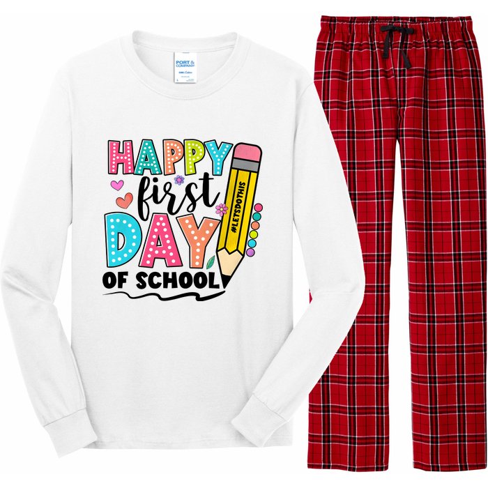 Happy First Day Of School Teacher Pencil Long Sleeve Pajama Set