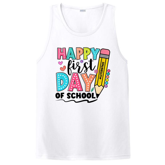 Happy First Day Of School Teacher Pencil PosiCharge Competitor Tank