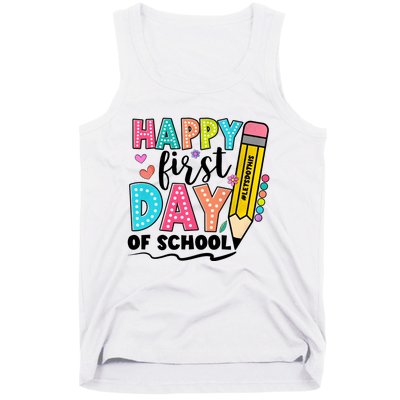 Happy First Day Of School Teacher Pencil Tank Top