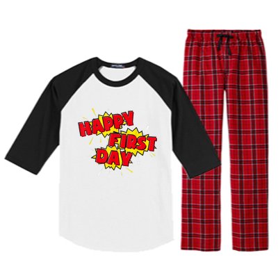 Happy First Day Of School Superhero Comic Book Style Raglan Sleeve Pajama Set