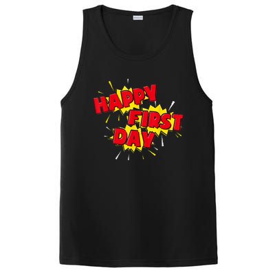 Happy First Day Of School Superhero Comic Book Style PosiCharge Competitor Tank