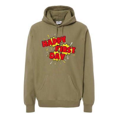 Happy First Day Of School Superhero Comic Book Style Premium Hoodie