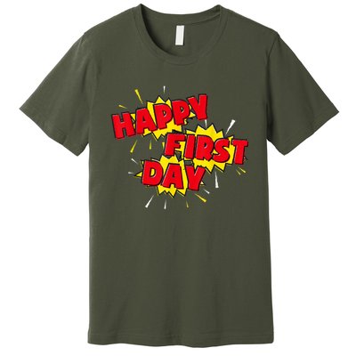 Happy First Day Of School Superhero Comic Book Style Premium T-Shirt