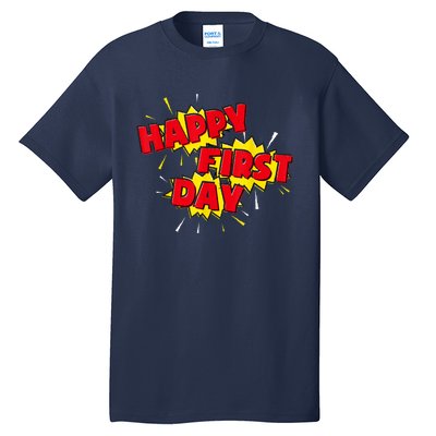 Happy First Day Of School Superhero Comic Book Style Tall T-Shirt