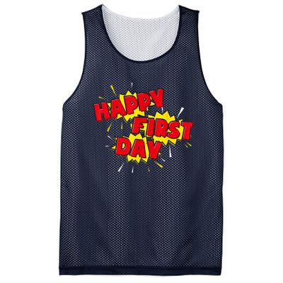 Happy First Day Of School Superhero Comic Book Style Mesh Reversible Basketball Jersey Tank