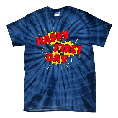 Happy First Day Of School Superhero Comic Book Style Tie-Dye T-Shirt