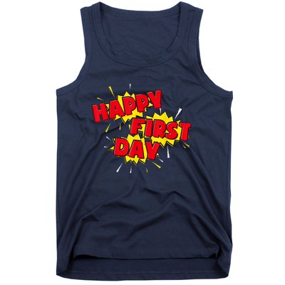 Happy First Day Of School Superhero Comic Book Style Tank Top