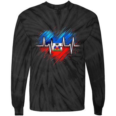 Haitian Flag Day Love Haiti Haitian Haitian Roots Haiti Flag Tie-Dye Long Sleeve Shirt