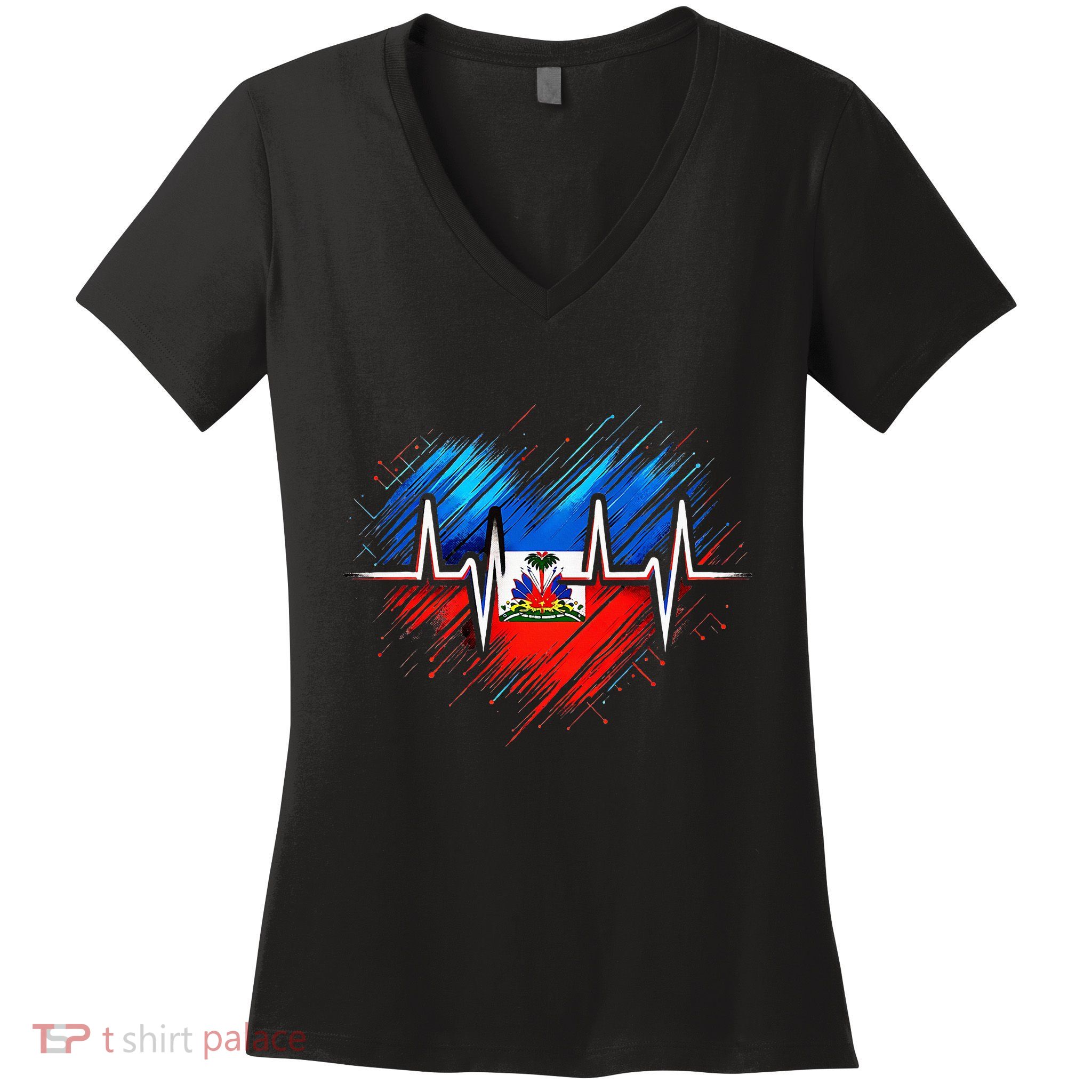 Haitian Flag Day Love Haiti Haitian Haitian Roots Haiti Flag Women's V-Neck T-Shirt