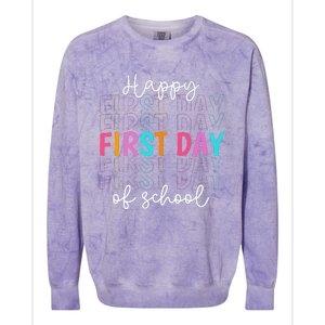 Happy First Day Of School Teachers  Student Colorblast Crewneck Sweatshirt