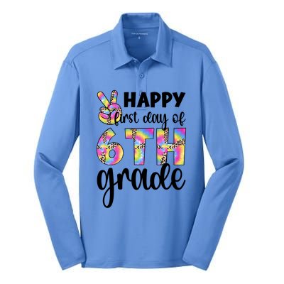 Happy First Day Of Sixth Grade Back To School 6Th Grade Cool Gift Silk Touch Performance Long Sleeve Polo