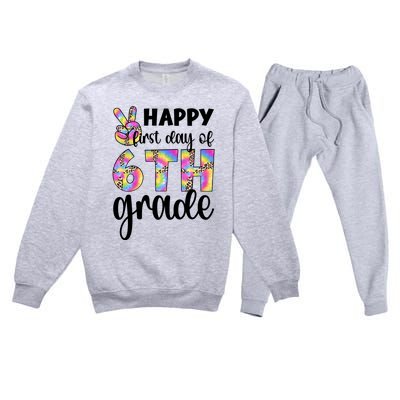 Happy First Day Of Sixth Grade Back To School 6Th Grade Cool Gift Premium Crewneck Sweatsuit Set